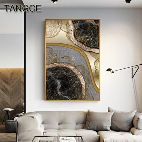Abstract Black Golden Annual Ring Canvas Painting Modern Print and Poster Decoration for Living Room Bedroom HD Wall Art Picture