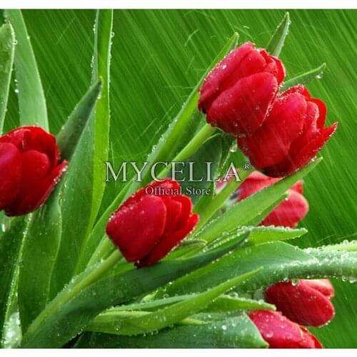 5D DIY Diamond Painting Cross Stitch Flowers Tulip Needlework Full Round Rhinestone Mosaic Diamond Embroidery Crafts Christmas