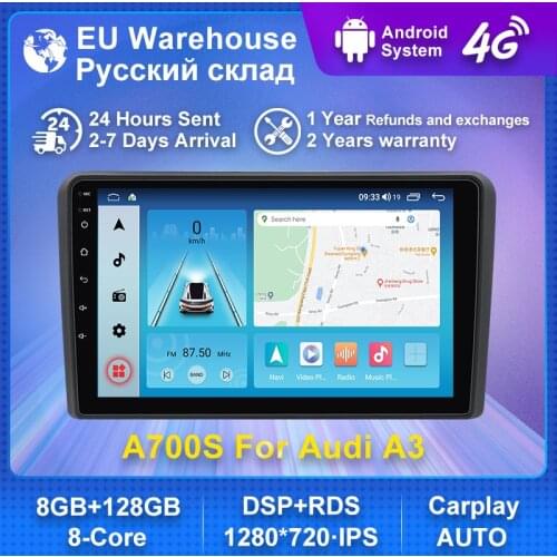 Android 11 Car GPS Navigation IPS Octa-core For Audi A3 8P 2003 - 2013 vehicle Radio Video Player 2 din dashboard Screen