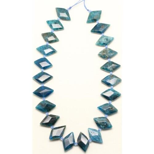 Full Strand Blue Apatite Rhombus Shape Beads,Drilled Faceted Slabs Loose Beads Bracelet Jewelry