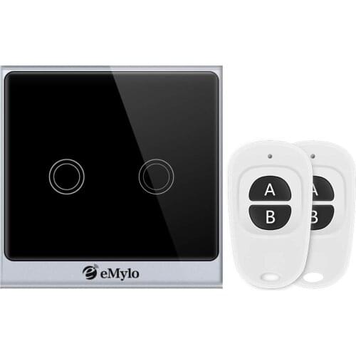 EMylo Smart Wall Light Switch WiFi RF Touch Control 220V 2Ch Timer Switch Voice Remote Control For Smart Life Alexa Google Home