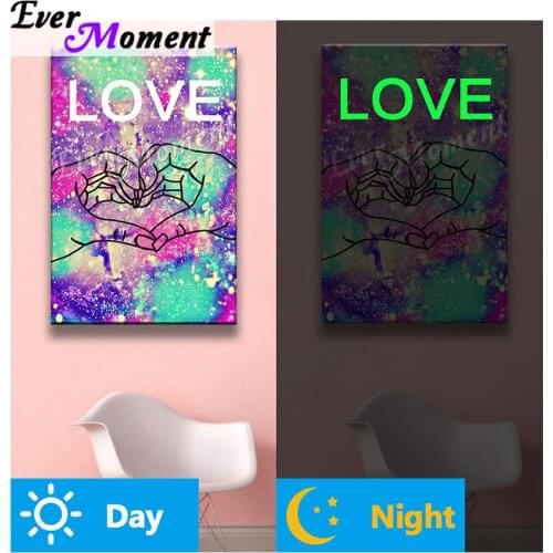 Ever Moment Diamond Painting Resin Drill Luminous Colorful Picture Love Artwork Diamond Display Rhinestone Embroidery N008