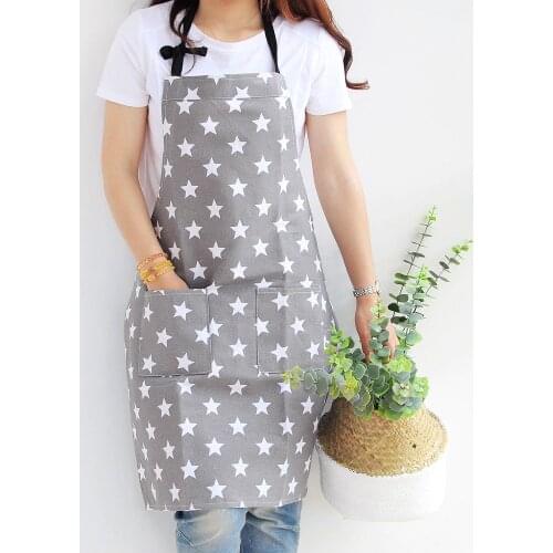 New Women Men Pentagram Apron Household Kitchen Apron Fashion Star Pattern Apron with Pocket for Cooking