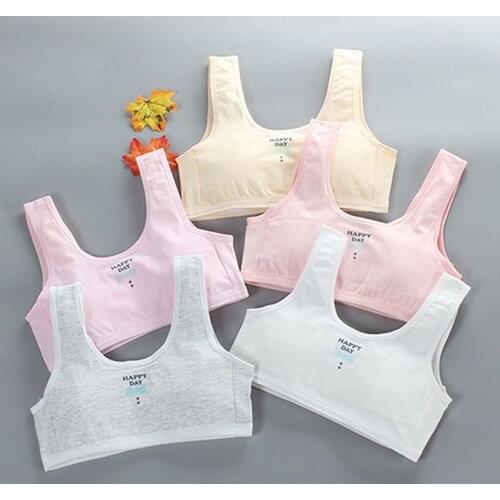 Cotton Girl Bras Teenage Training Underwear Bra Sports Bra Tops for Teens Girls Kids Underwear Student Teen Vest 8-16 Years