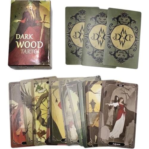Dark Wood Tarot Cards Deck For Witch Fate Divination Family Entertainment 78 Card Oracle Card Board Game Party Gameplay