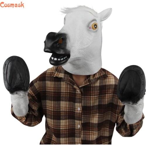 Cosmask Horsehead Mask Halloween Mask Horseshoe Suit Latex Mask Horror Mask Full Face Horse Headgear Party Supplies Props