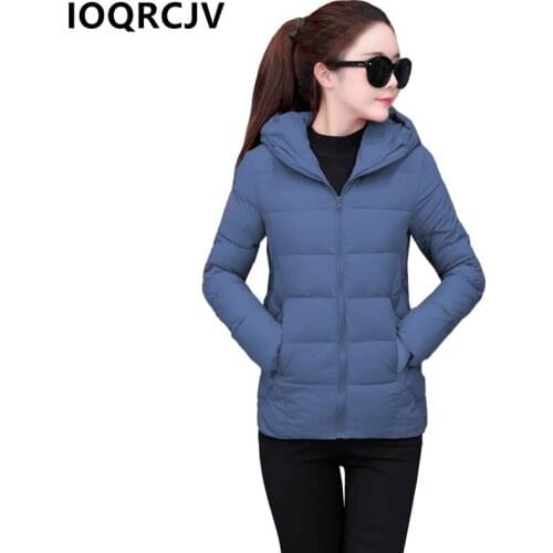 2019 Causal Ladies Solid Padded Jacket Short Autumn Winter Cotton Wadded Jacket Women Hooded Coats Female Parkas Overcoat R925