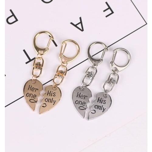 DIY Fashion Men And Women Keychain Heart-shaped Puzzle Pendant Letters Alloy Accessories Charm Couple Jewelry Gifts Hot