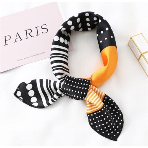 Fashion print silk scarf square small size women shawl ladies satin skinny bags tie band ribbon hair neckerchief foulard