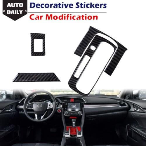 Fit For HONDA CIVIC G10 10th 2015-2019 Carbon Fiber Stickers Gear Center Control Panel Trim Cover Decorative Sticker