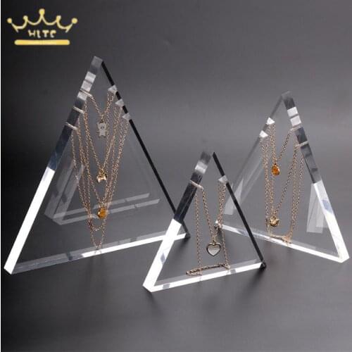 Jewelry Stand Display Holder Rack Photography Prop Clear Lucite Triangle Hanging Organizer Solid Acrylic Pendant Necklace Chain