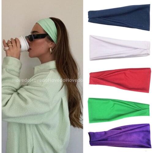 Women Headband Solid Color Twist Cotton Wide Turban Twisted Knotted Headwrap Girls Hairband Fashion Hair Accessories Scrunchies