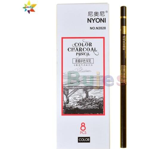 Professtional Nyoni color charcoal pencil High light Sketch painting pencil Artist white black brown Single color pencil 8pc/lot
