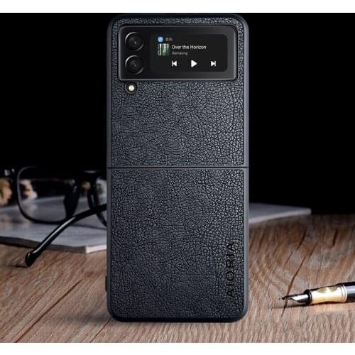 Anti-Slip Litchi Leather Cover Case for Samsung Galaxy Z Flip3 Flip 3 5G Drop Protection Phone Bag Coque