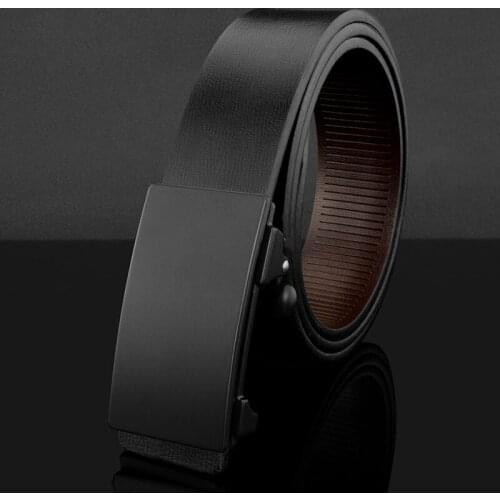 Automatic Toothless Alloy Buckle Men Belt Genuine Leather Cowhide Strap For Male Business Mens Belts pour hommes marque de luxe