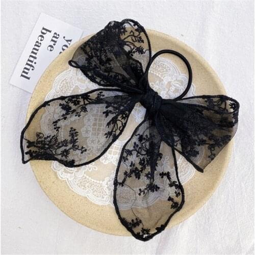 Big Lace Bow Scrunchies Small Fresh Simple Head Rope Korean Hair Accessories For Women