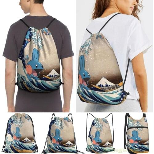 Mudkip Wave Men Purpose Drawstring Backpack Bags Women Outdoor Travel Backpacks Gym Training Swimming Fitness Bag