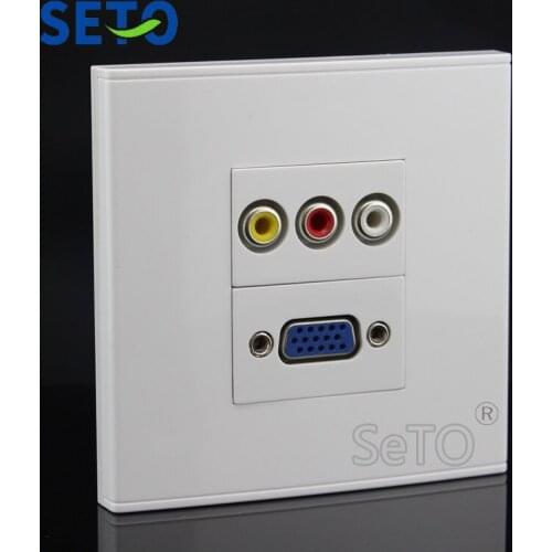 SeTo 86 Type Single Port RCA AV Audio + VGA Panel Wall Plate Socket Keystone Faceplate