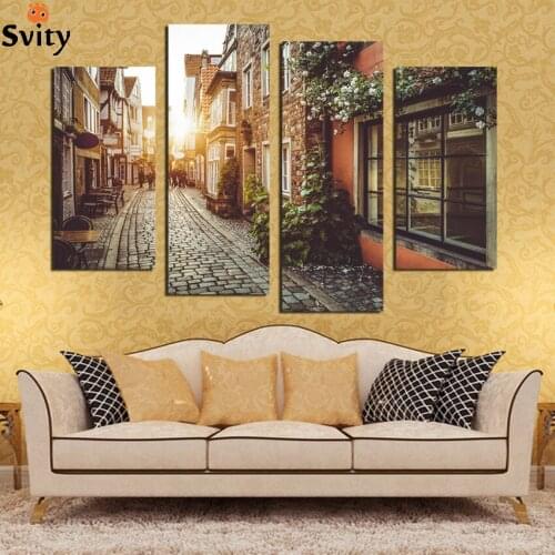 London urban street building landscape City Landscape Scenery Fabric Silk Posters And Prints for Home Decor