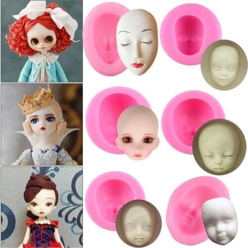 Baby Face Silicone Molds 3D Craft Polymer Clay Dolls Face Fondant Mold DIY Cake Decorating Tools Candy Chocolate Gumpaste Moulds