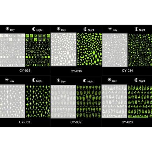 M4YA Night Glow Luminous Nails Art Stickers 3D Self Adhesive Nail Decals Glow in Dark Star Butterfly Designs Halloween for Women
