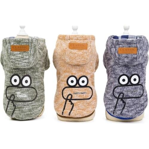Pet Dog Sweater Hoodie Frog Pattern Winter Coat Puppy Warm Clothing With Cute