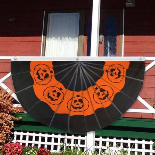 Gorgeous Semicircle Fan-shaped Flag Halloween Weather Resistance Polyester Scratch Resistant Fan-shaped Bunting Garden Decor