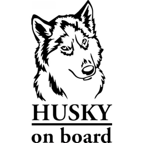 Husky on Board Car Sticker Funny Stickers Automobile Accessories Waterproof Sunscreen Decal Vinyl,20cm*11cm