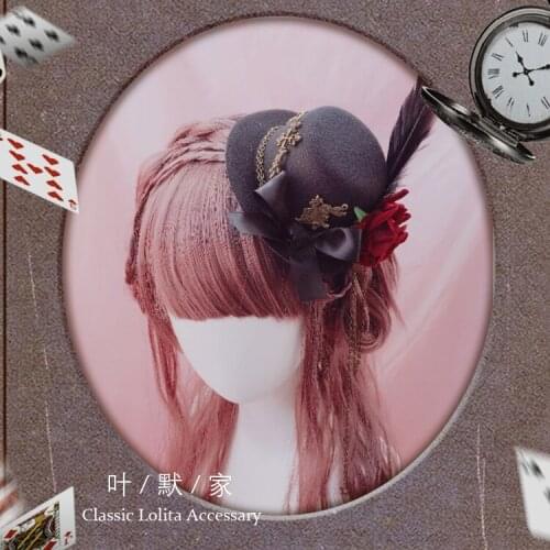 Rose flower rabbit vintage gothic little top hat dark lolita little top hat hairpin retro Taking pictures Headwear Cosplay Props