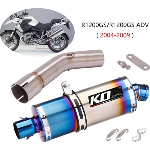 For BMW R1200GS R1200GS Adventure 2004-2009 Exhaust Pipe Motorcycle Mid Link Tube Slip On 51mm Mufflers with DB Killer Left Side