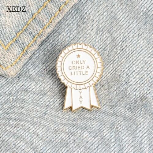 XEDZ White sun flower reward only cried a little text badge fashion personality denim clothes pendant jewelry childrens gifts
