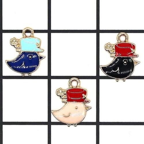 10PCS Gold Color Enamel Little Bird Charm DIY Jewelry Accessories Fit Bracelets Women Beads & Jewelry Making Finding Gifts XL864