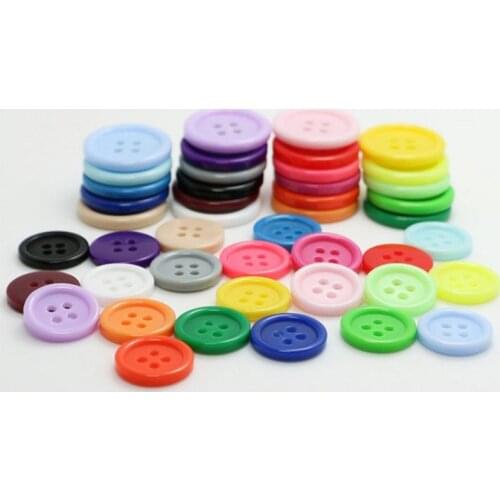 100pcs high quality round flatback 4 holes solid color resin buttons sewing on shirt handmade baby diy buttons plastic buttons