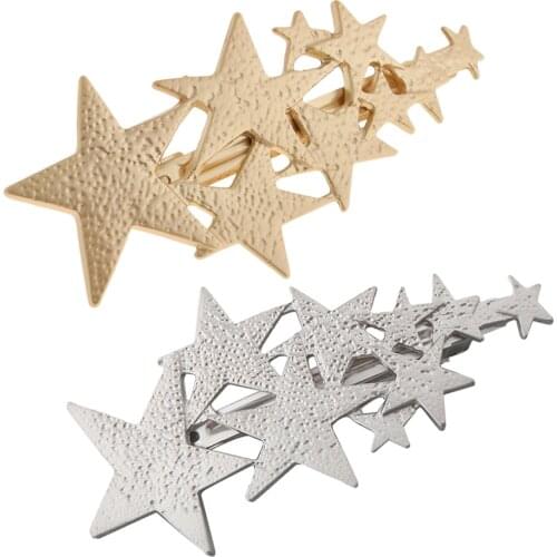 2pcs Long Multi Star Design Womens Hair Spring Barrette Headwear Accessories