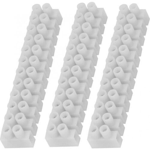 3PCS PA10H-12P White 12 Way Screw Terminal Block Electrical Wire Connection Terminal Blocks Premium Zinc Alloy for Electric Wire
