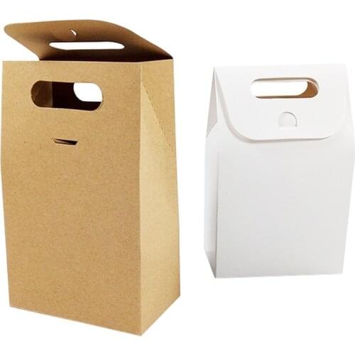 30 Pcs/lot Brown & White Kraft Paper Bag Blank Birthday Gift Boxes Candy Bags Cake Dessert Packaging Box Wedding Party Supplies