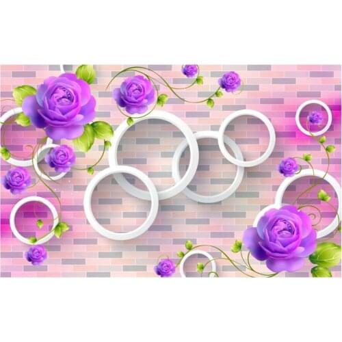 3D Curtain Living Room Hotel Door Window Shading Curtain Finished Drapes Window Blackout Curtains Purple Flower Brick Wall