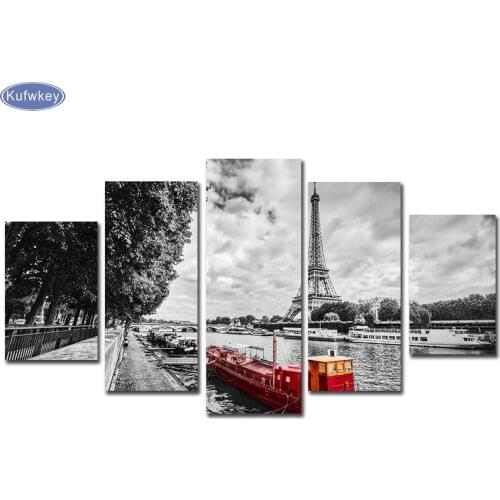 5pcs,diamond embroidery Eiffel Tower,5d diamond painting full diamond mosaic picture of rhinestones cross-stitch christmas gift