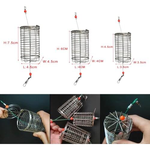5pcs Anti-rust Solid Fishing Feeder Cage Fishing Bait Basket Thrower Carp Lobster Fishing Baits Cages