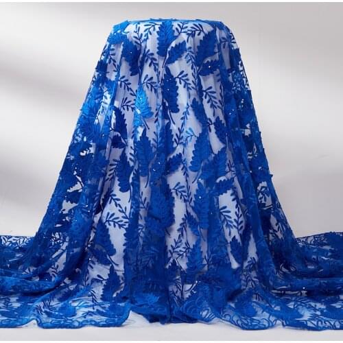 Afrcan Lace Fabric 2021 High Quaiity Hot Sale French Tulle Sequins 3D Flower Embroidery Fabrics 5 Yards Dresses For Women A 2528