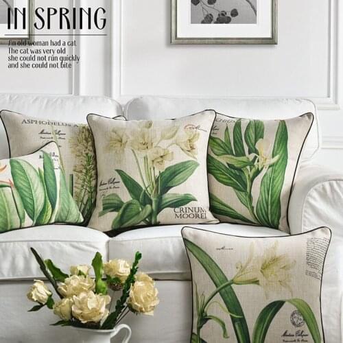 American Rural Plant Flowers Pillow Cover Decorative Floral Cushion Home Decoration Salon PillowCase Office Sofa Cushion
