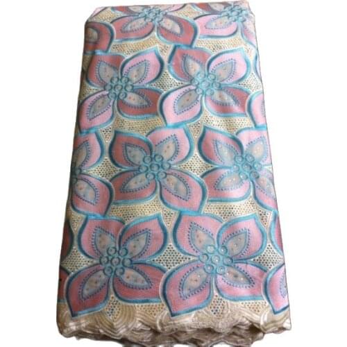 Free Shipping pink High quality swiss lace fabric for wedding lace african Fabric 5 Yards Cotton Swiss Voile Lace-N8857