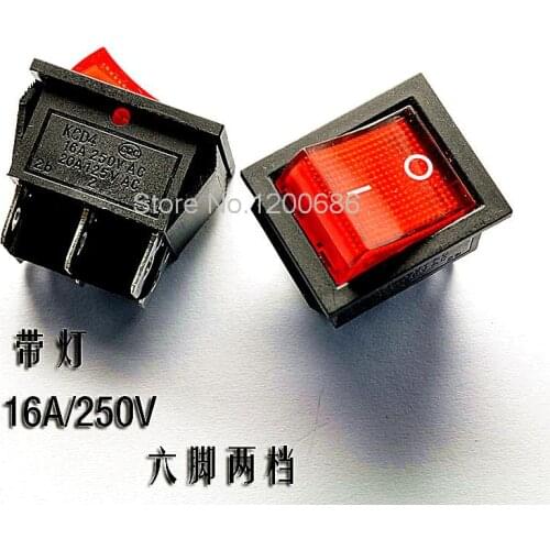 Large ship switch KCD2 KCD4 202 red 6 feet 2 files with lights 16A / 250V