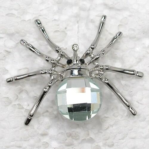 White Rhinestone Spider Pin brooches C961 A