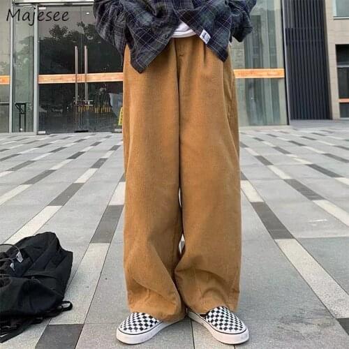 Pants Women Solid Full Length Trousers Female Streetwear Casual College Korean Style Unisex Soft Simple All-match Elastic Waist