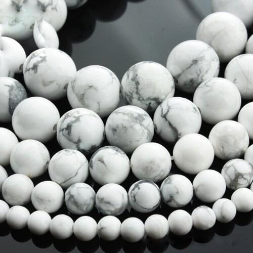 15"(38cm) Strand Round Natural White Howlite Stone Rock 4mm 6mm 8mm 10mm 12mm Beads lot for Jewelry Making DIY Bracelet