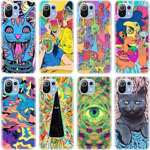 Colourful Psychedelic Trippy Art Case for Xiaomi Mi POCO X3 NFC M3 F3 11X 11i 11 Ultra Note 10 S 10i 10T Pro 11 Lite Soft Cover