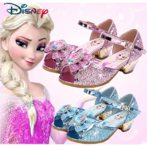 Disney Children Girls Sandals Baby Frozen Flat Summer Shoes For Girls Kids Dancing and Party Shoe rhinestone Bow Shoes