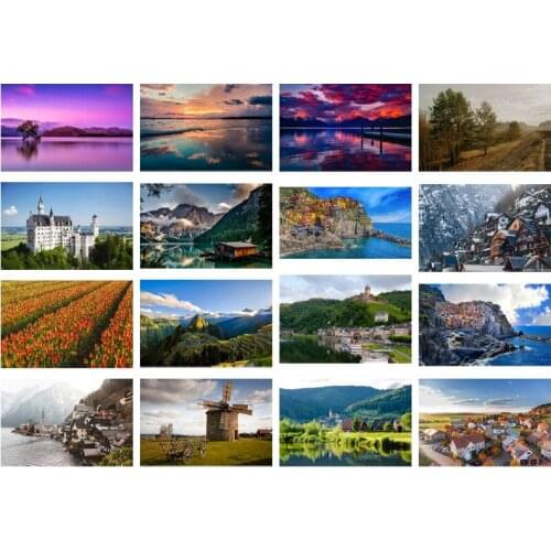 Diy 5D Sunset Lake View Diamond Painting Modern Home Decoration Acrylic Round Diamond Square Diamond Cross Stitch Craft Painting