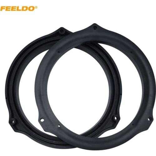 FEELDO 1Pair 6.5" Car Front Door Speaker Spacer Solid Modified Rings for Ford Focus Audio Pad Mat Plate Loudspeaker Brackets